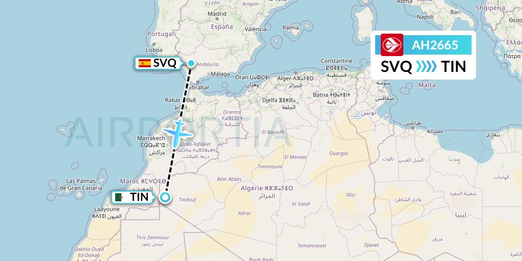 AH2665 Air Algerie Flight Map: Seville to Tindouf