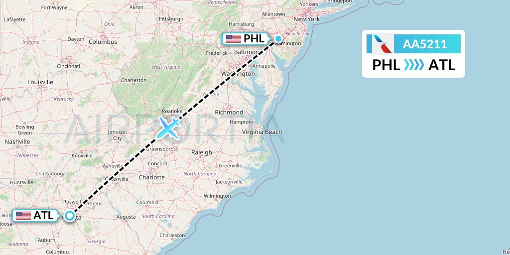 AA5211 Flight Status American Airlines: Philadelphia to Atlanta (AAL5211)