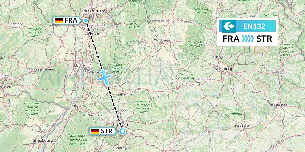 EN132 Air Dolomiti Flight Map: Frankfurt to Stuttgart