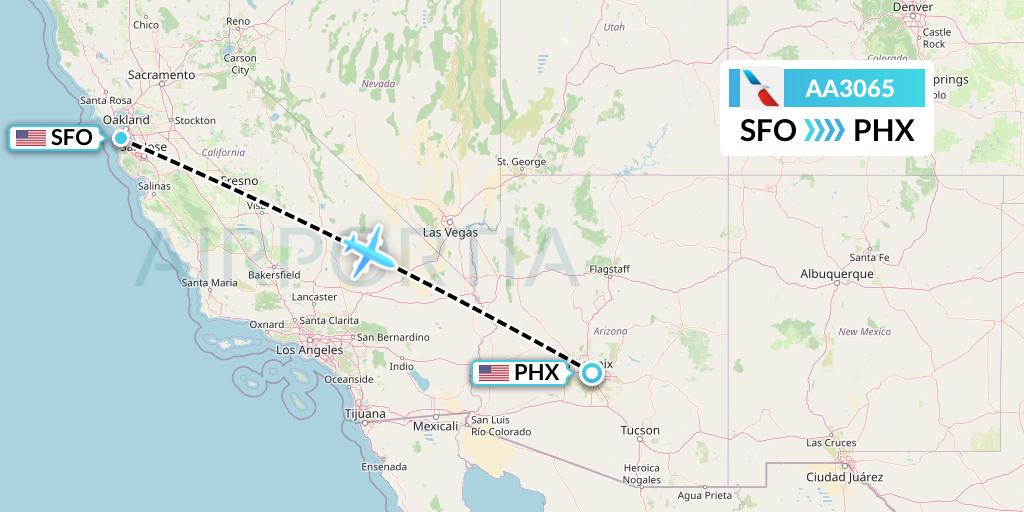 AA3065 American Airlines Flight Map: San Francisco to Phoenix
