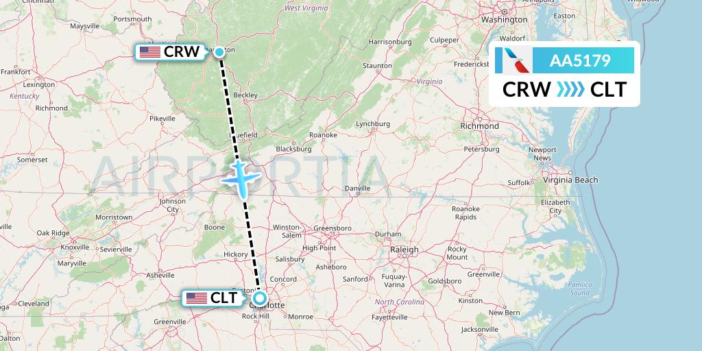 AA5179 American Airlines Flight Map: Charleston to Charlotte