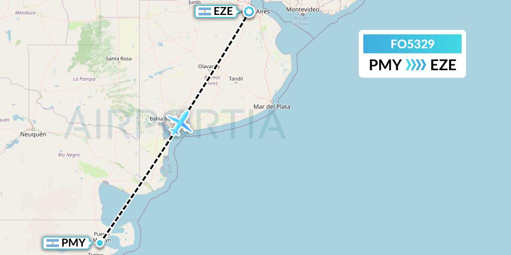 FO5329 Aero Flightops Uk Limited Flight Map: Puerto Madryn to Buenos Aires