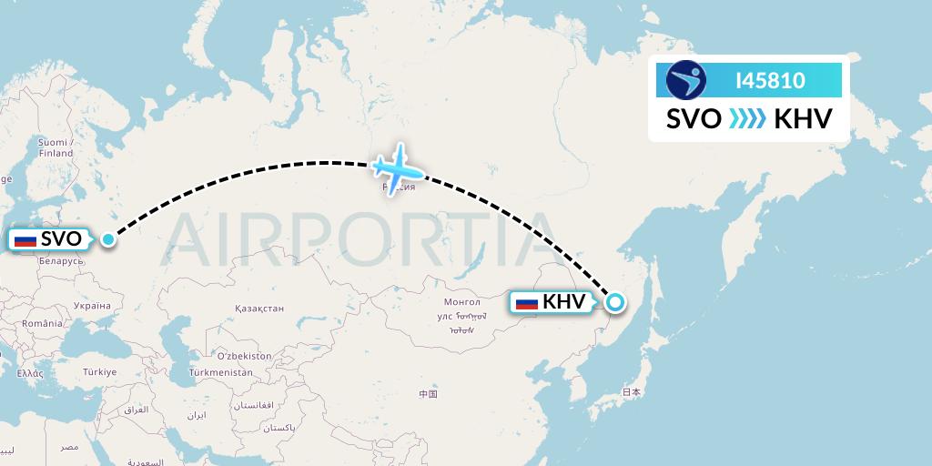 I45810 Island Air Express Flight Map: Moscow to Khabarovsk