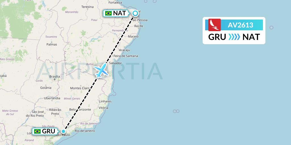 AV2613 Avianca Flight Map: Sao Paulo to Natal
