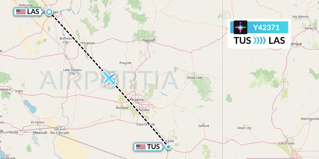 Y42371 Volaris Flight Map: Tucson to Las Vegas