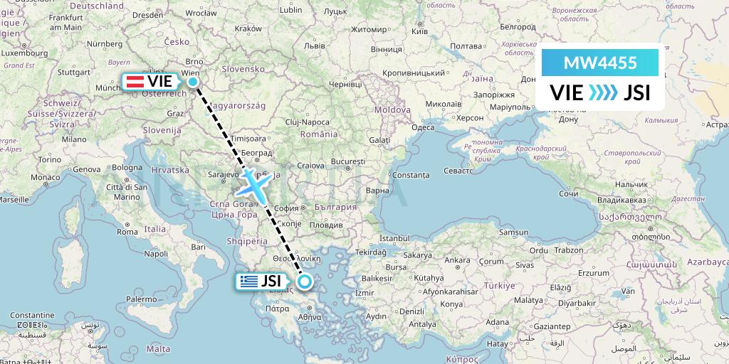 MW4455 Mokulele Flight Service Flight Map: Vienna to Skiathos