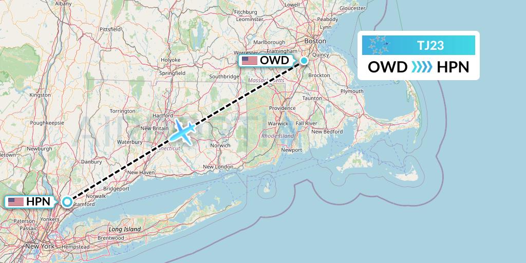 TJ23 Tradewind Aviation Flight Map: Norwood to White Plains