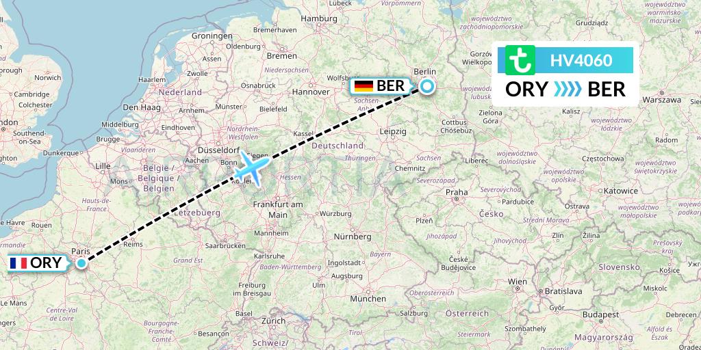 HV4060 Transavia Flight Map: Paris to Berlin