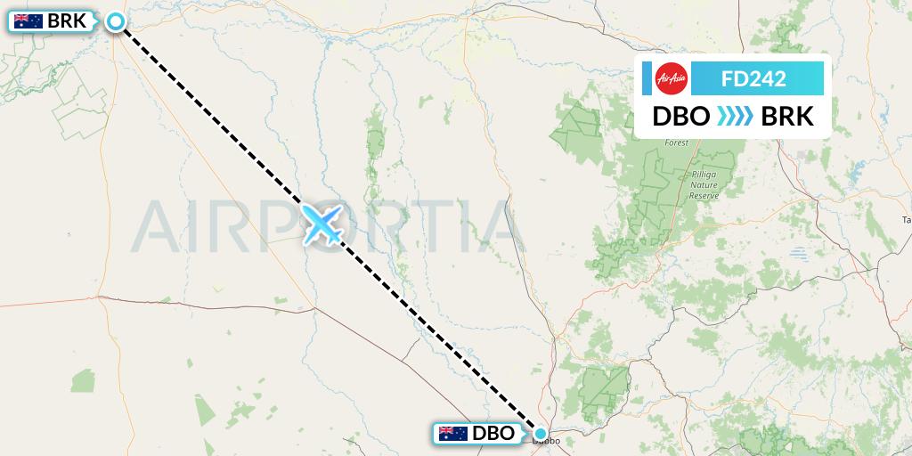 FD242 Thai AirAsia Flight Map: Dubbo to Australia