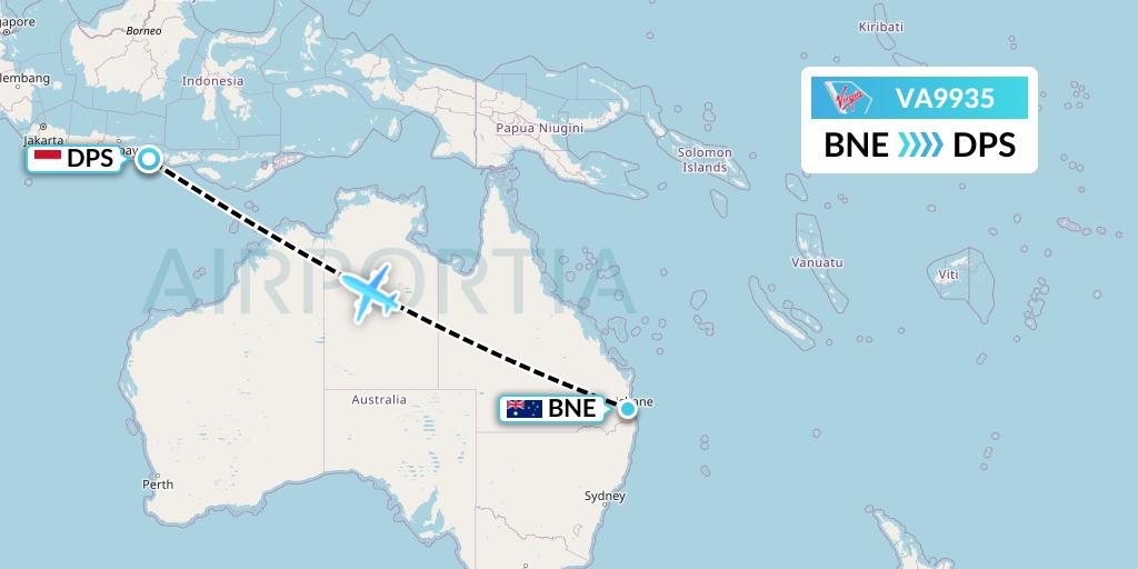 VA9935 Virgin Australia Flight Map: Brisbane to Denpasar