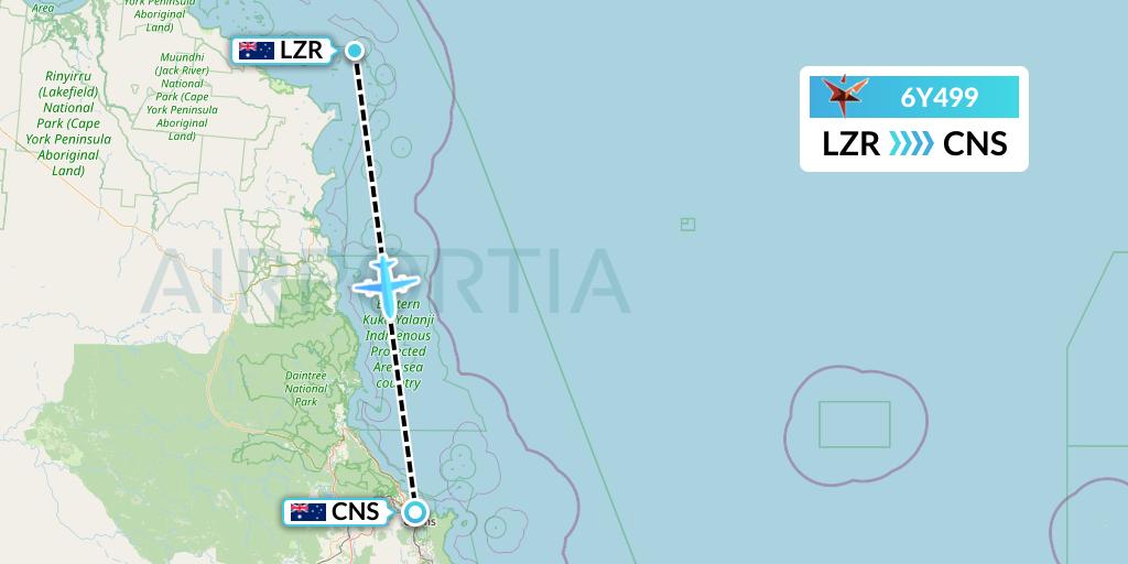6Y499 SmartLynx Flight Map: Australia to Cairns