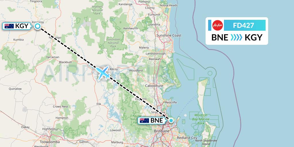 FD427 Thai AirAsia Flight Map: Brisbane to Australia