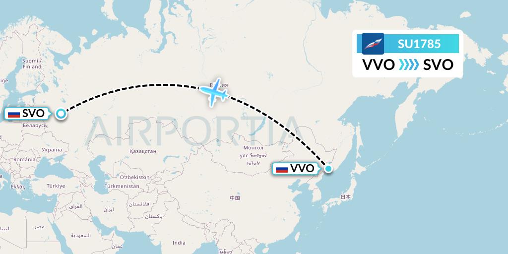 SU1785 Aeroflot Flight Map: Vladivostok to Moscow