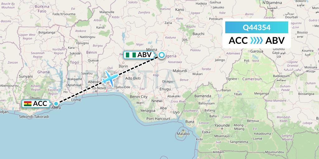 Q44354 Euroairlines Flight Map: Accra to Abuja