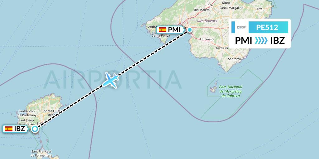 PE512 People's Viennaline Flight Map: Palma de Mallorca to Ibiza