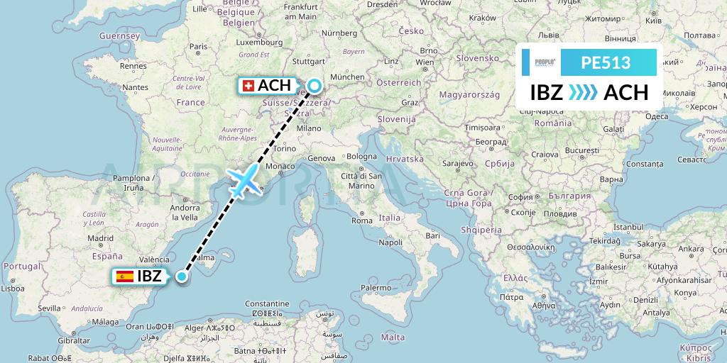PE513 People's Viennaline Flight Map: Ibiza to St. Gallen