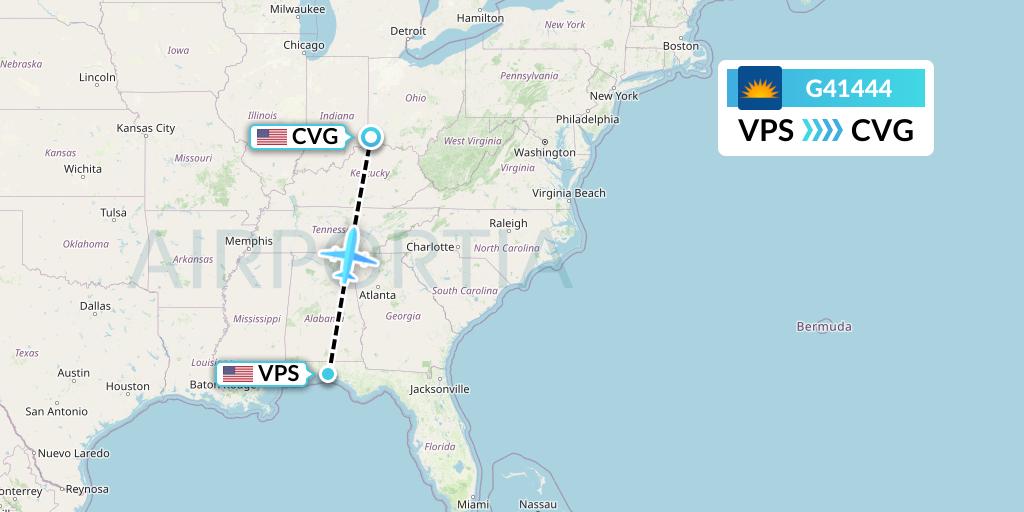 G41444 Allegiant Air Flight Map: Valparaiso to Cincinnati
