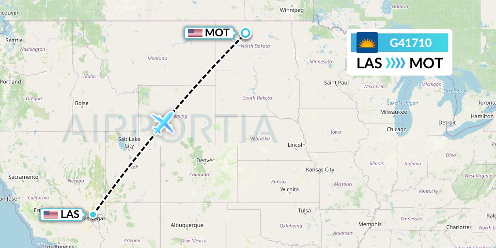 G41710 Allegiant Air Flight Map: Las Vegas to Minot