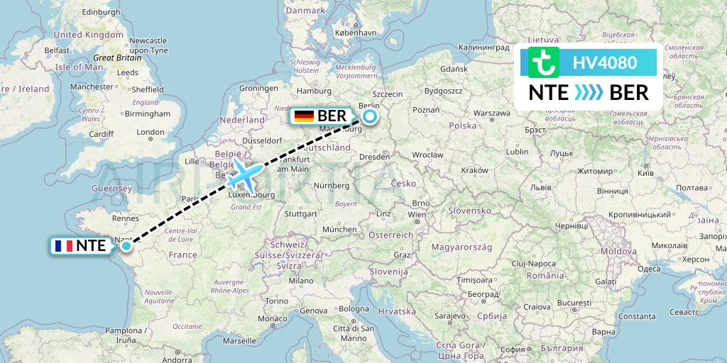 HV4080 Transavia Flight Map: Nantes to Berlin