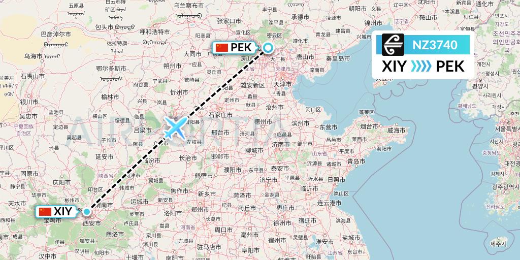 NZ3740 Air New Zealand Flight Map: Xi'an to Beijing