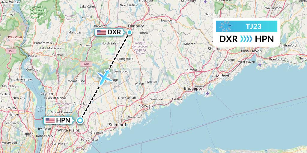 TJ23 Tradewind Aviation Flight Map: Danbury to White Plains