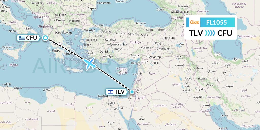 FL1055 AirTran Flight Map: Tel Aviv to Corfu