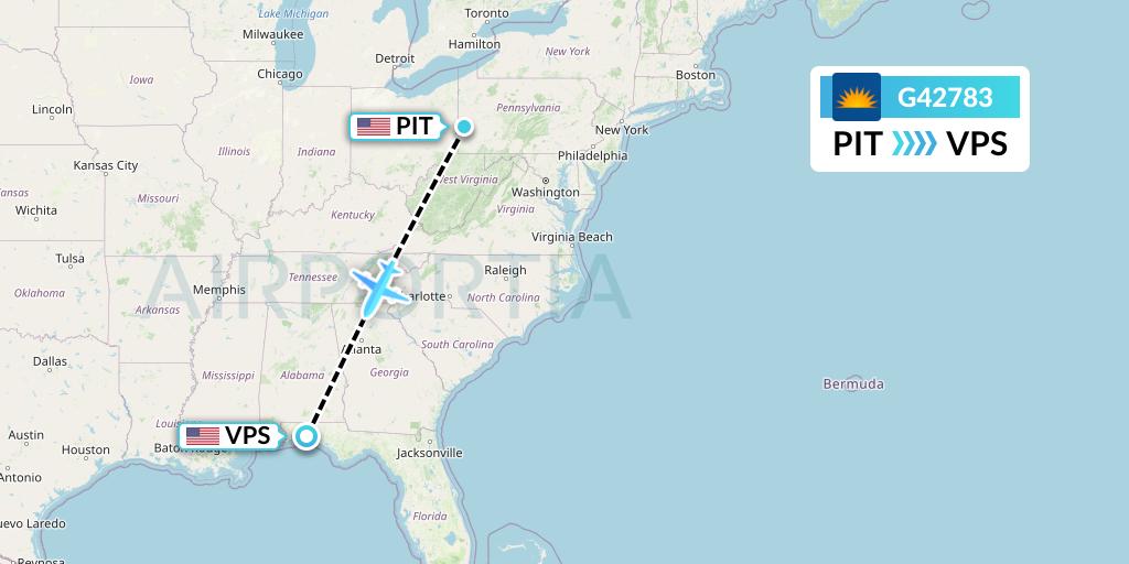 G42783 Allegiant Air Flight Map: Pittsburgh to Valparaiso