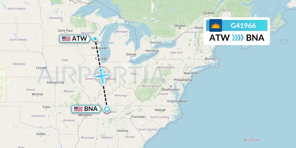 G41966 Allegiant Air Flight Map: Appleton to Nashville