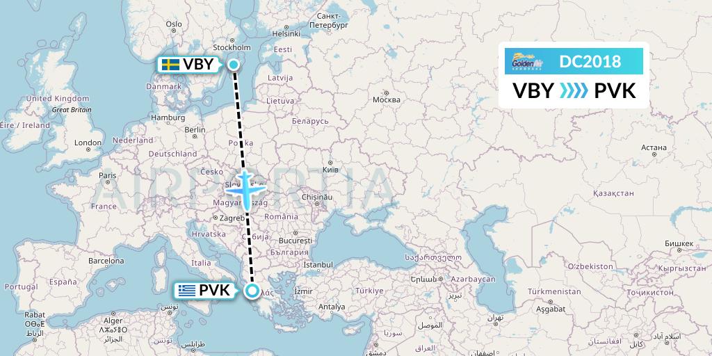DC2018 Braathens Regional Flight Map: Visby to Preveza