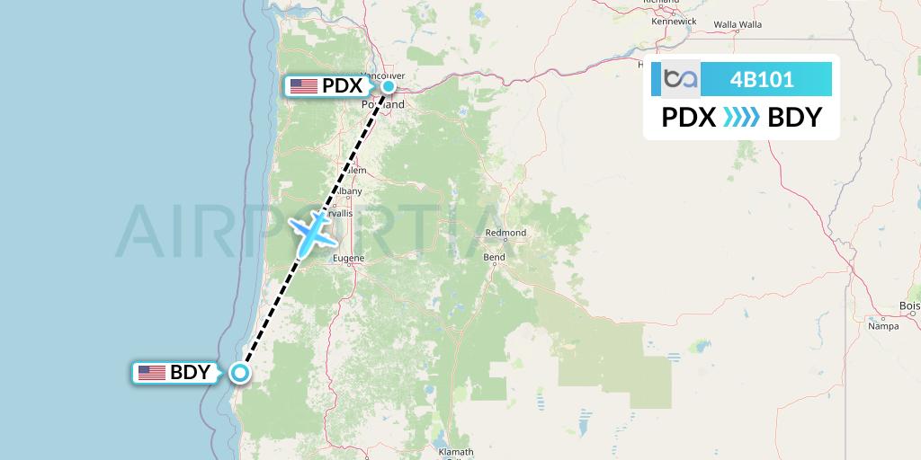 4B101 Boutique Air Flight Map: Portland to Bandon