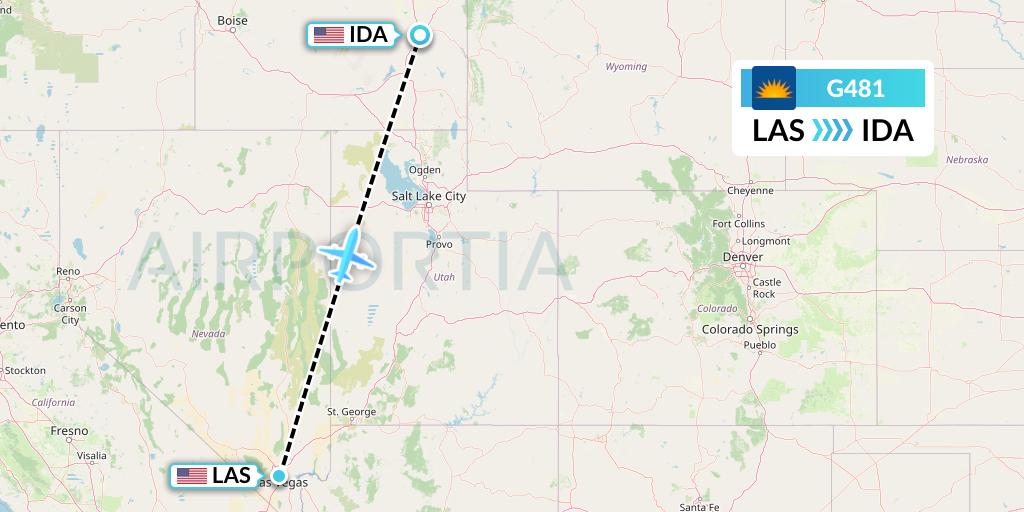 G481 Allegiant Air Flight Map: Las Vegas to Idaho Falls