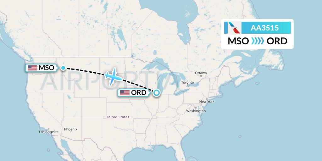 AA3515 American Airlines Flight Map: Missoula to Chicago
