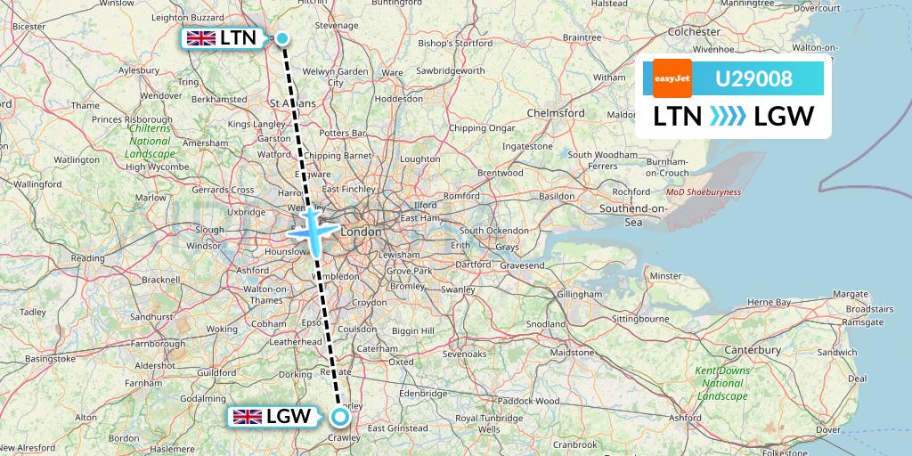 U29008 EasyJet Flight Map: London to London