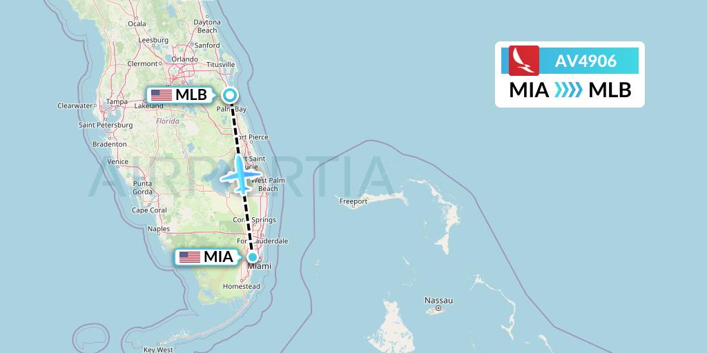 AV4906 Avianca Flight Map: Miami to Melbourne