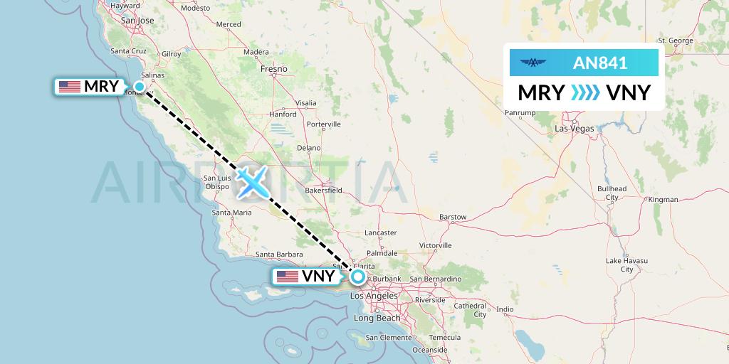 AN841 Advanced Air Flight Map: Monterey to Van Nuys