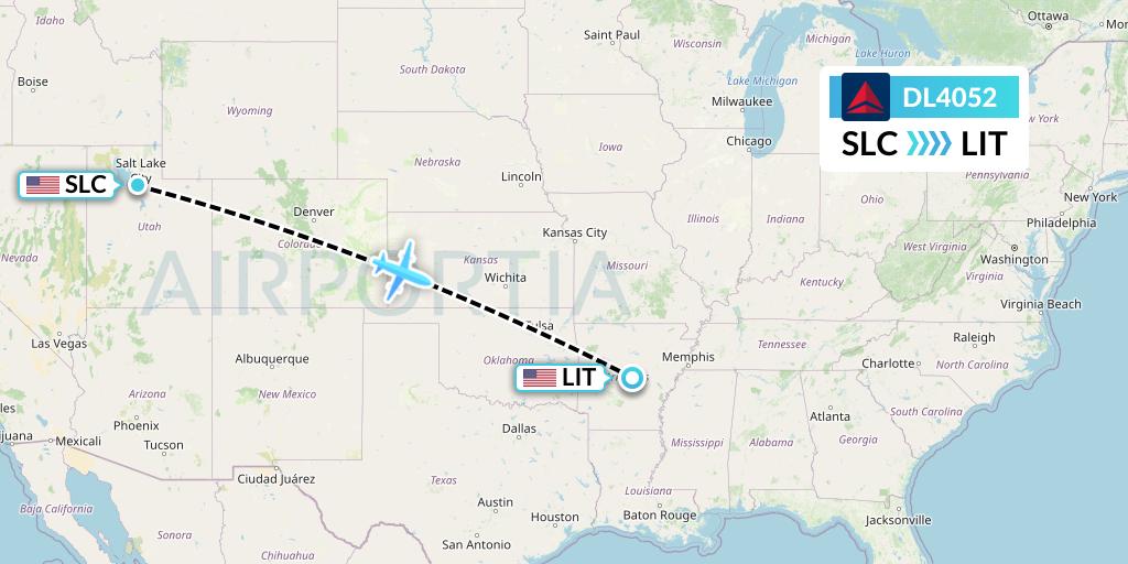 DL4052 Delta Air Lines Flight Map: Salt Lake City to Little Rock