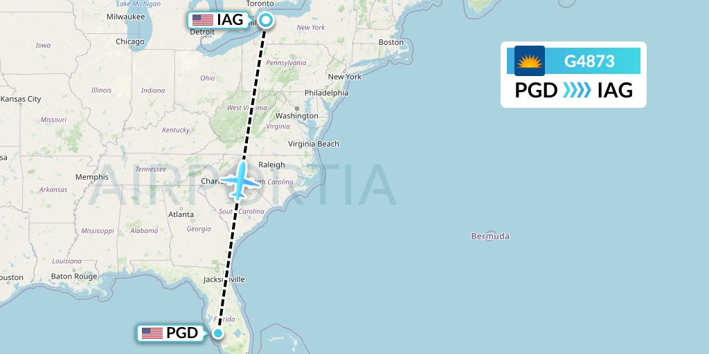 G4873 Allegiant Air Flight Map: Punta Gorda to Niagara Falls