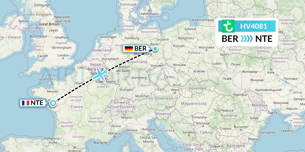 HV4081 Transavia Flight Map: Berlin to Nantes