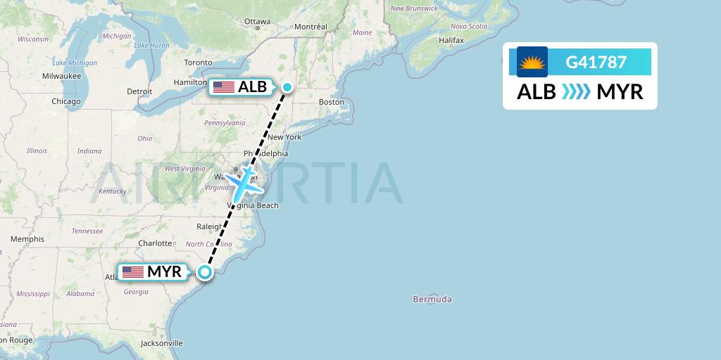 G41787 Allegiant Air Flight Map: Albany to Myrtle Beach
