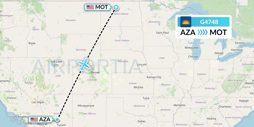 G4748 Allegiant Air Flight Map: Phoenix to Minot