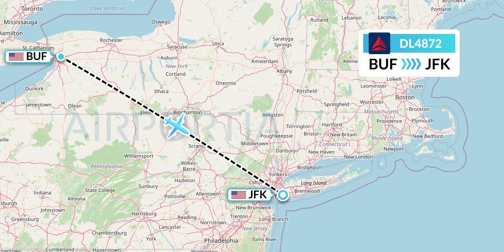 DL4872 Delta Air Lines Flight Map: Buffalo to New York