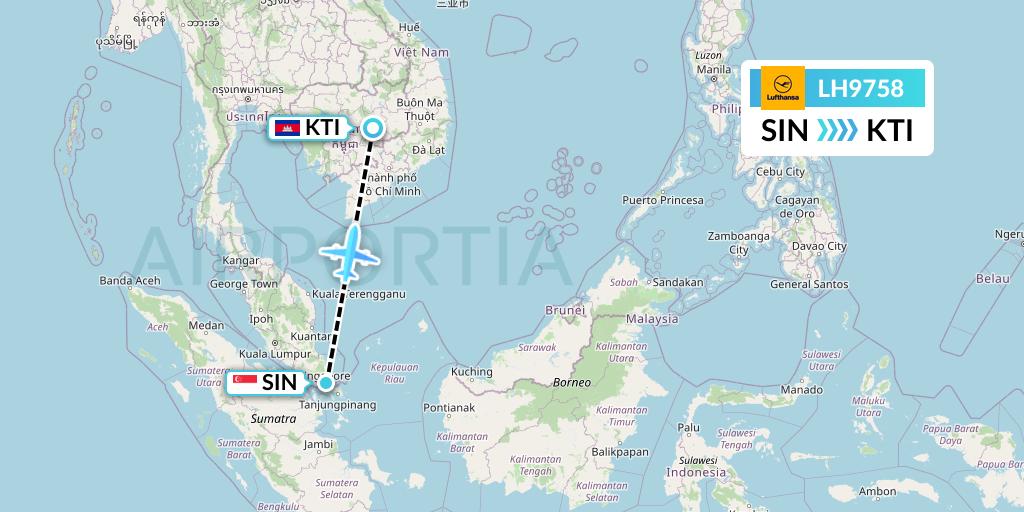 LH9758 Lufthansa Flight Map: Singapore to Kratie