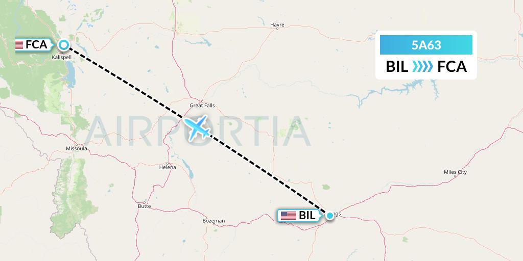 5A63 Alpine Air Express Flight Map: Billings to Kalispell