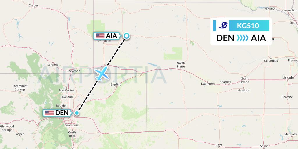 KG510 Key Lime Air Flight Map: Denver to Alliance