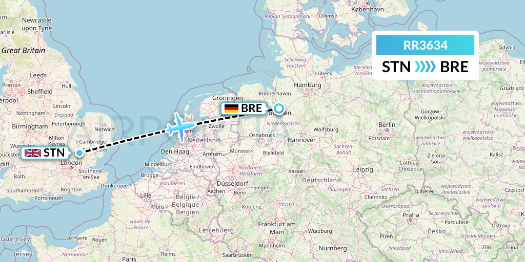 RR3634 Royal Air Force Flight Map: London to Bremen