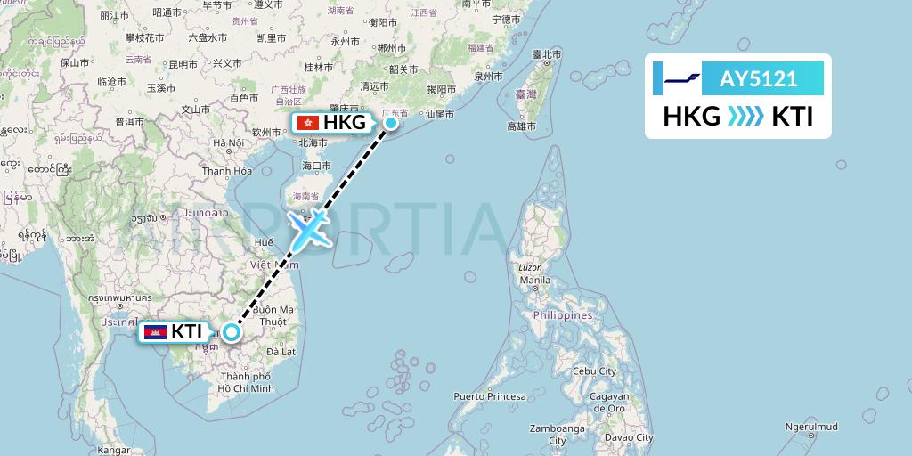 AY5121 Finnair Flight Map: Hong Kong to Kratie