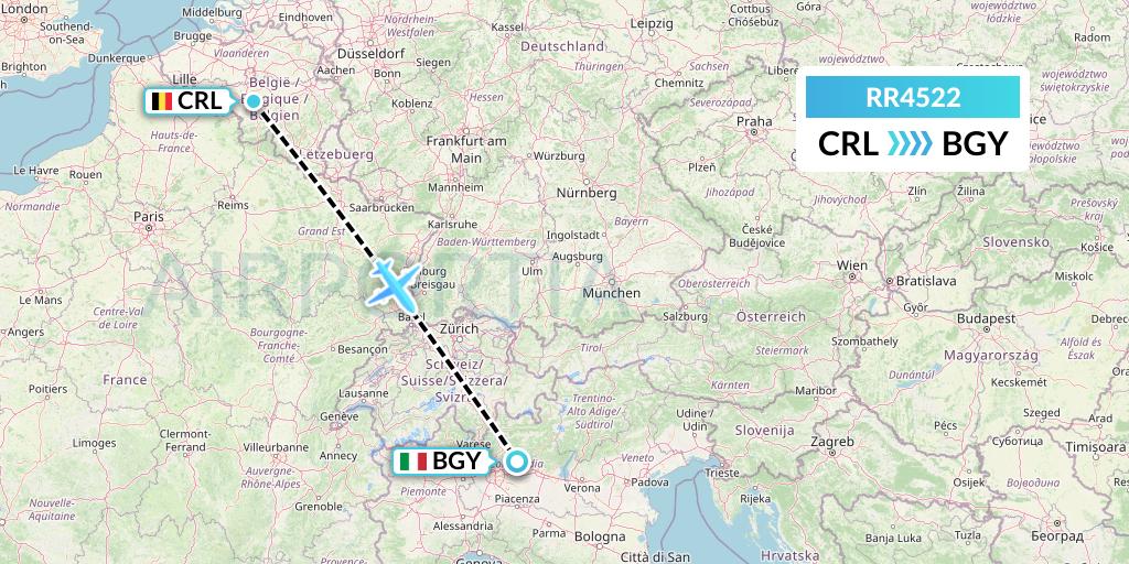 RR4522 Royal Air Force Flight Map: Brussels to Milan