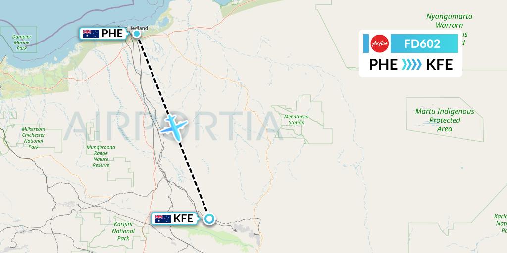 FD602 Thai AirAsia Flight Map: Port Hedland to Cloudbreak