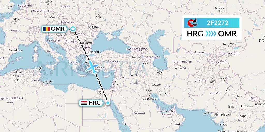 2F2272 twoFlex Taxi Aereo Flight Map: Hurghada to Oradea