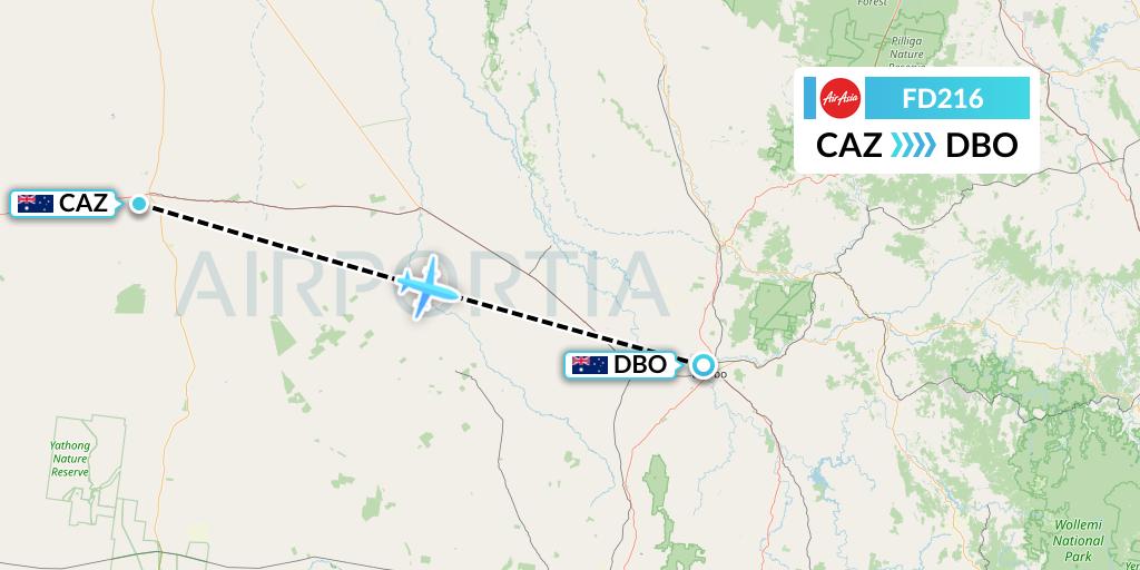 FD216 Thai AirAsia Flight Map: Australia to Dubbo